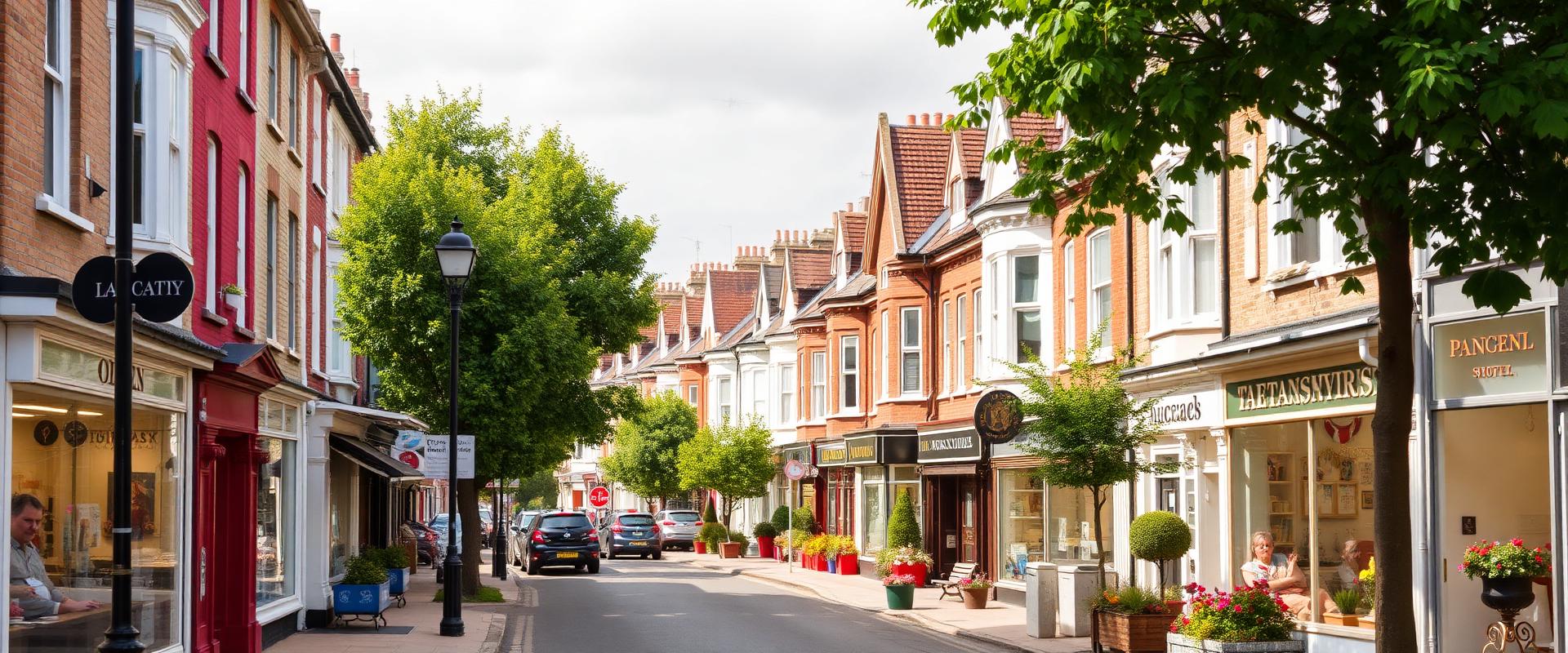 Walthamstow Village high street with colourful Victorian buildings